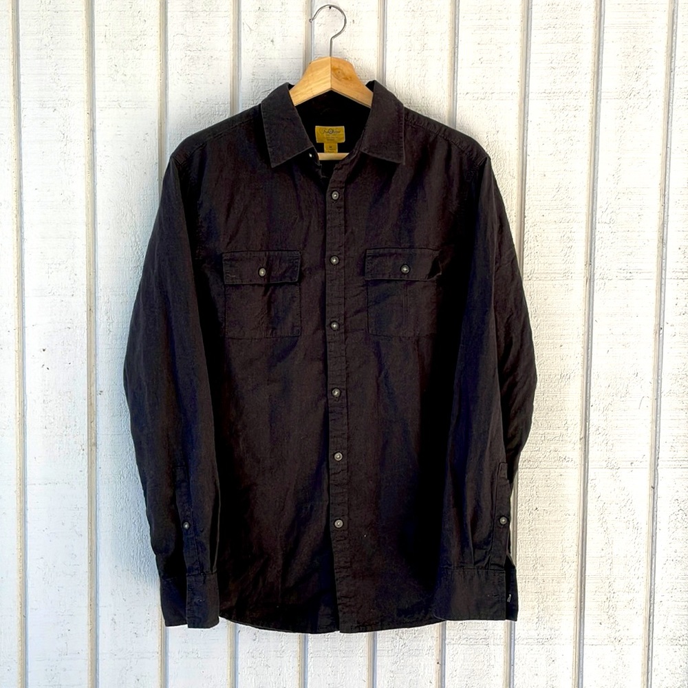 Men’s Medium Dark Gray Button-Down Cotton Shirt by Tre Vero